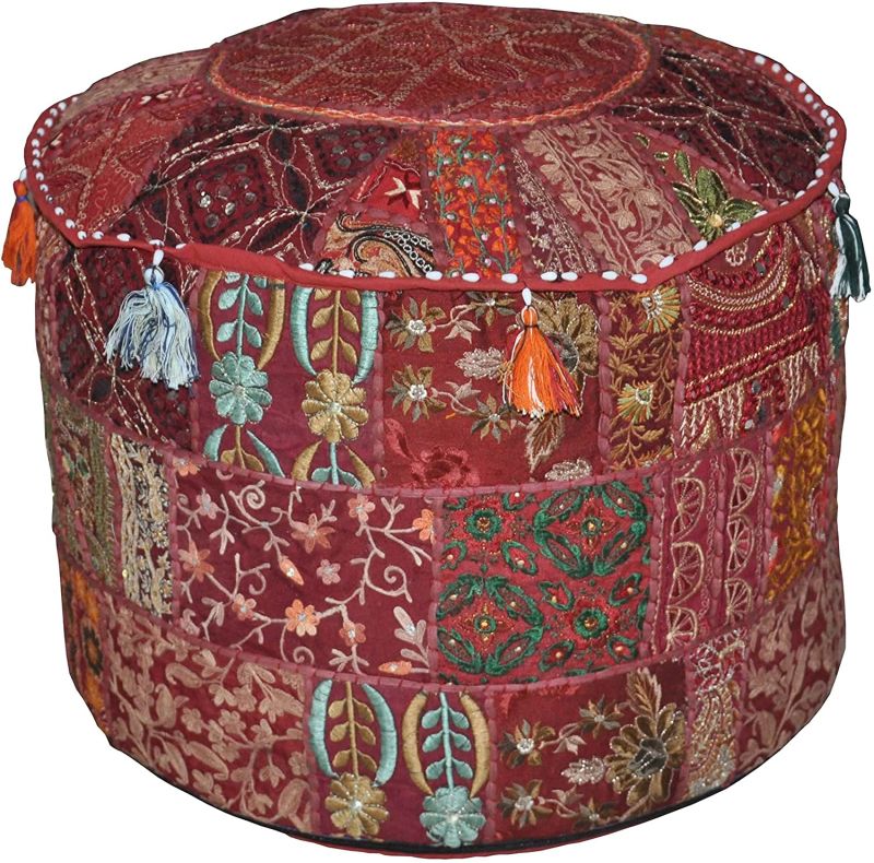 Round Cotton Marusthali Ottoman, For Living Room, Pattern : Printed