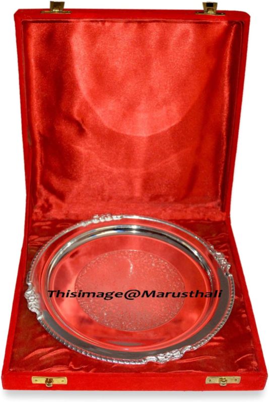 MBRS00042 Brass Silver Plated Plate, Size : Diameter-8 X Height-0.5 Inches