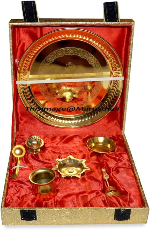 MBRS00045 Brass Pooja Thali Set, Size : Incense Holder Height-2 X