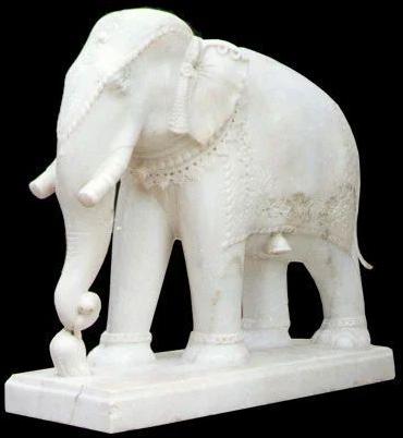 Polished Elephant Marble Statue, for Shiny, Dust Resistance, Pattern : Non Printed