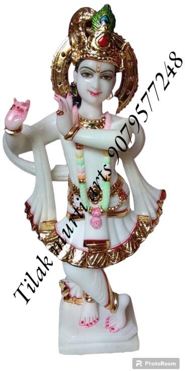 White Printed Marble krishana statue idol, Packaging Type : Thermocol Box, Carton Box