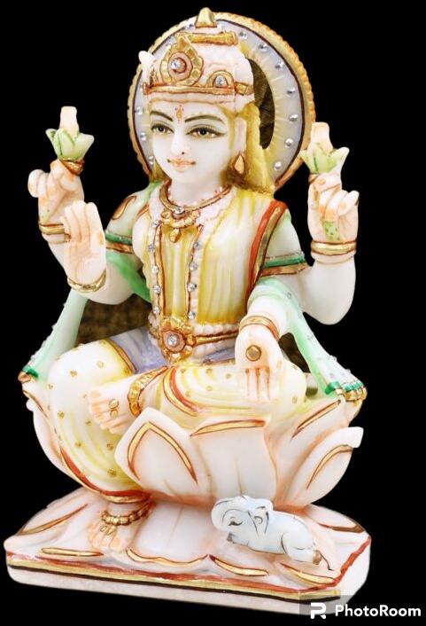Marble Laxmi Statue, For Worship, Temple, Interior Decor, Office, Home, Gifting, Garden, Pattern : Plain