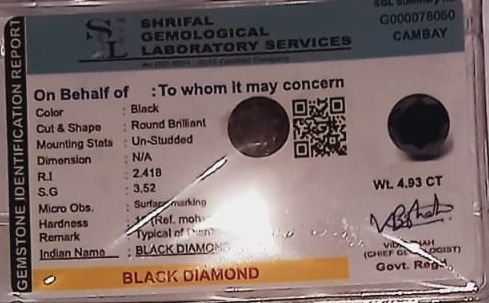 Round Polished 4.93 Carat Black Diamonds, for Jewellery Use, Size : Standard