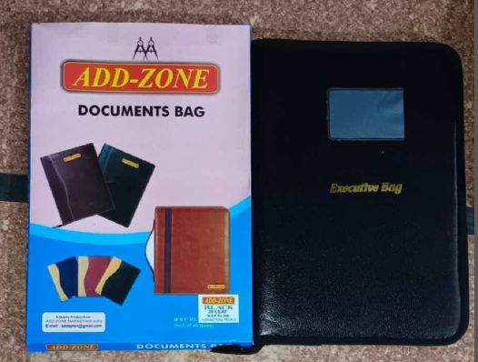 Rectangular Leather Black Document Bag, for Office, Size : Standard