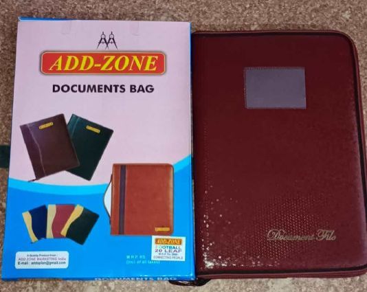 Brown Rectangular Leather Football Document Bag, for Office, Size : Standard