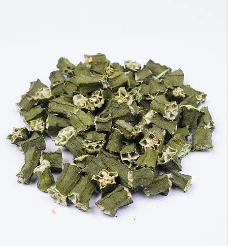 Green Common Dried Okra Flakes, for Cooking, Packaging Type : Loose