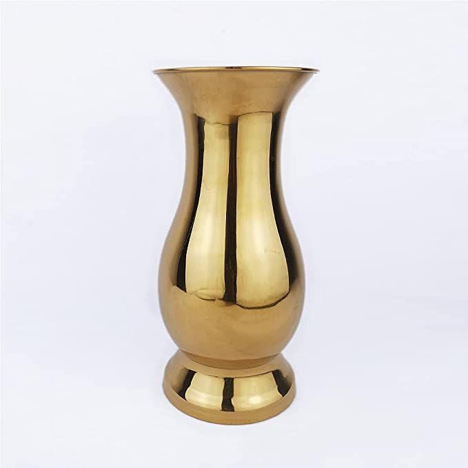 Plain Polished METAL Golden Flower Vase, Packaging Type : Carton Box