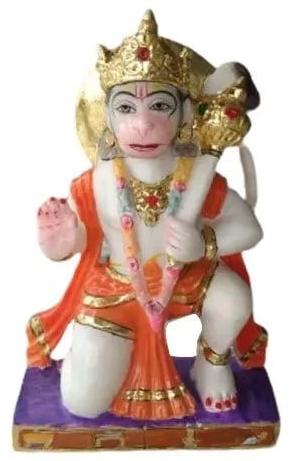 1 Feet Marble Carved Hanuman Statue, for Worship, Color : Multi Color