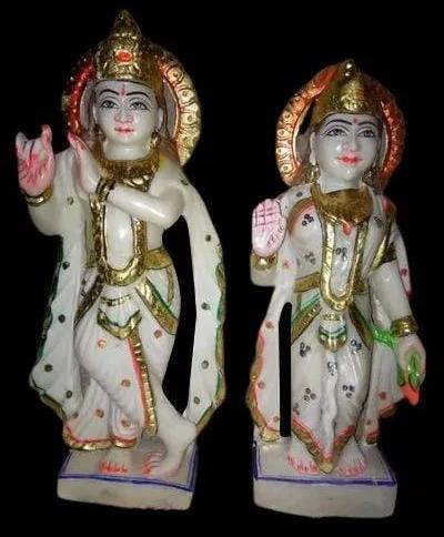 2.2 Feet Marble Multicolor Radha Krishna Statue
