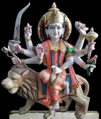 2.5 Feet Marble Traditional Durga Mata Statue