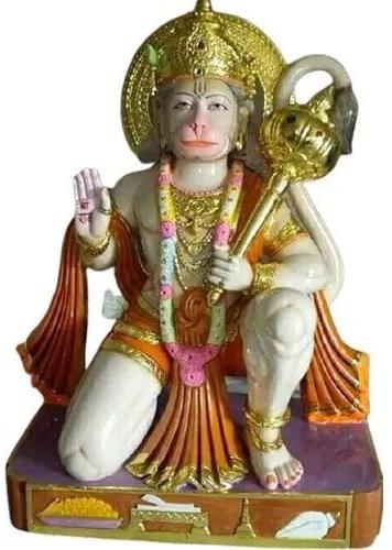 2.8 Feet Marble Glossy Hanuman Statue