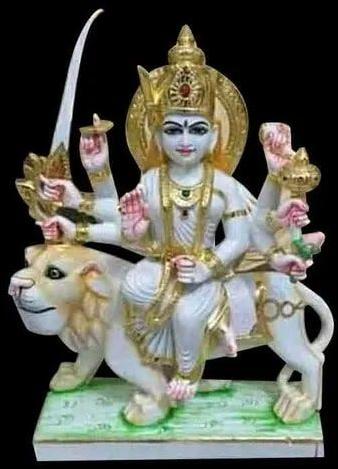 2 Feet Marble Multicolor Durga Mata Statue