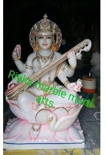 2 Feet Marble Saraswati Mata Statue