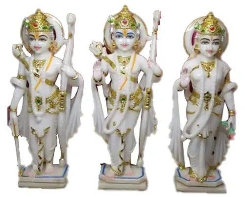 3.5 Feet Marble Ram Darbar Statue, for Worship, Color : Multi Color