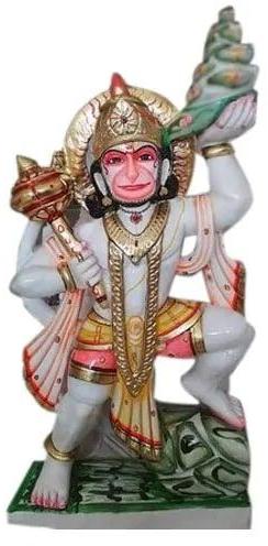 3 Feet Marble Painted Hanuman Statue