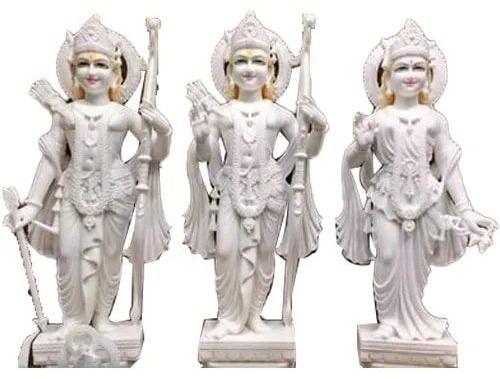 White 3 Feet Marble Ram Darbar Statue, for Worship