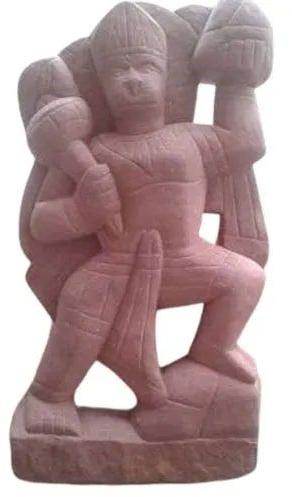 4 Feet Marble Red Hanuman Statue, for Worship