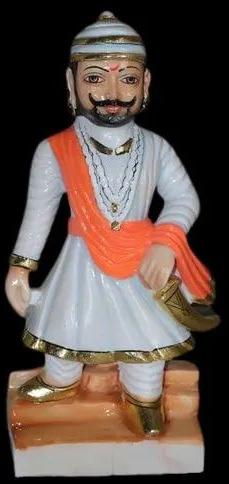 Marble Painted Shivaji Statue