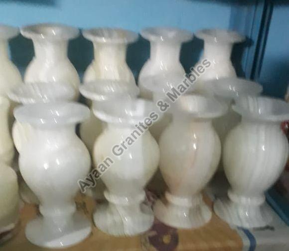 Plain Polished Marble Flower Vase, Shape : Round