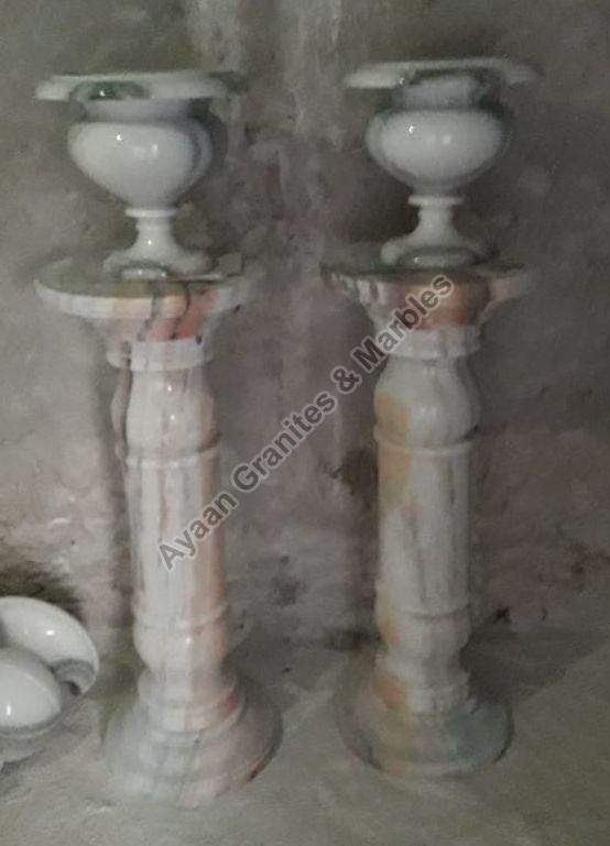 White Round Polished Marble Pillar, for Decoration