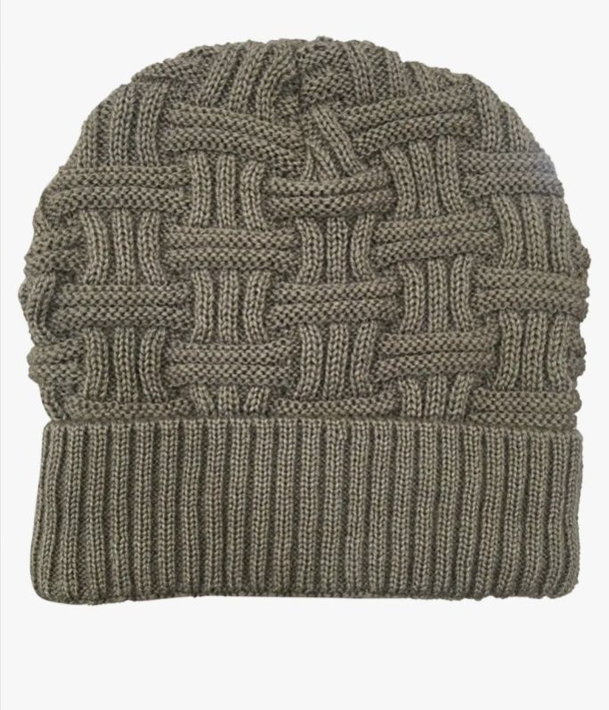 Plain Woolen Mens Knitted Winter Cap, Size : Standard