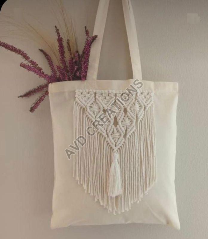 Creamy Cotton Bags, for Shopping Use, Pattern : Plain