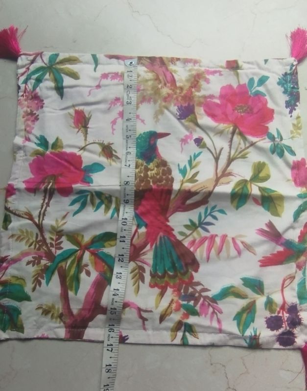 Hand Painted Square Printed Cotton Cushion Cover, For Sofa, Bed, Chairs, Size : 16 X 16 Inch