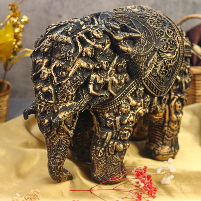 Decothrive Brass Elephant, Color : Rustic Gold