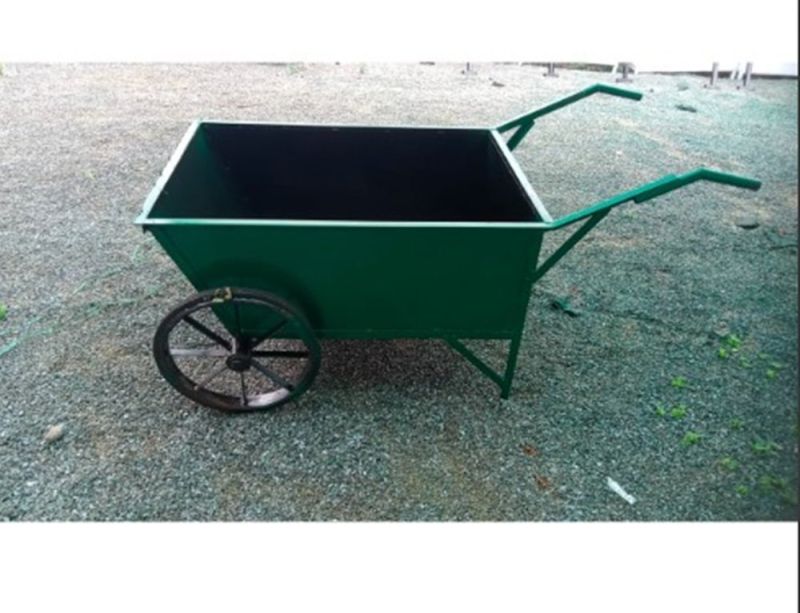 Green Rectangular Mild Steel Hand Cart Trolley, for Moving Goods, Automation Grade : Manual