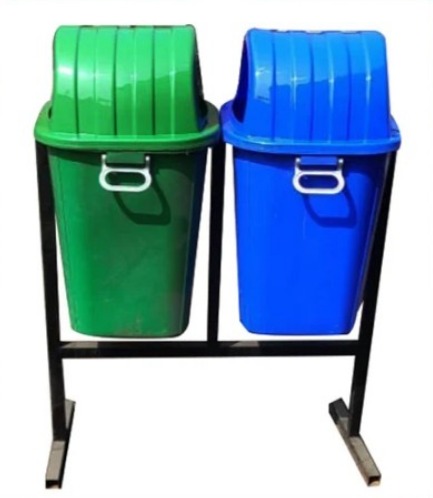 Plain PP Plastic Twin Dustbin Set, Size : 450 X 450 X 320mm