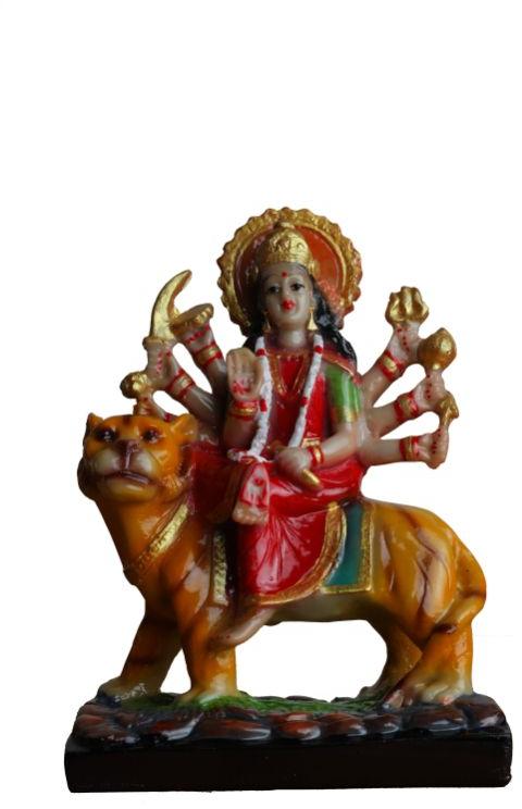 Multi Colour Polished Resin Maa Durga Statue, for House, Religious, Temple, Packaging Type : Carton Box