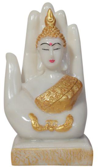 White Marble Palm Buddha Statue, Packaging Type : Box