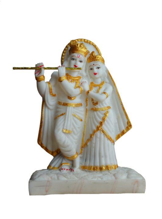 White Marble Radha Krishna Statue, for Office, Home, Size : 9 Inch