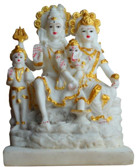 White Marble Shiv Parivar Statue