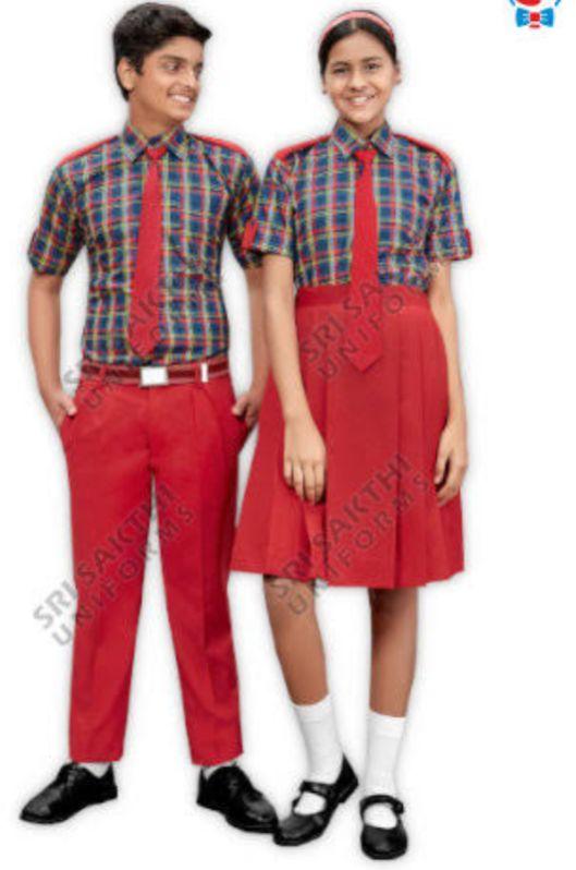 Cotton PC Check school uniform, Age Group : 10-15years, 15-20years, 3-5 Years, 5-10years