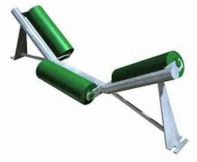 Green Cylindrical Color Coated Mild Steel Troughing Conveyor Idler Frame