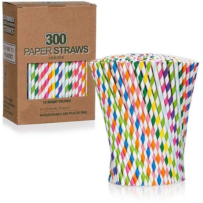 Green-pink Round 6mm Paper straw, for Event Party, Utility Dishes, Length : 7 Inches, 8 Inches, 4-10inch
