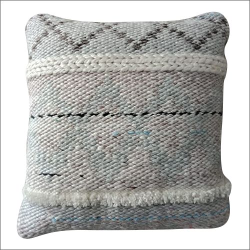 Embroidered Cotton Grey Handwoven Cushion, Size : Standard