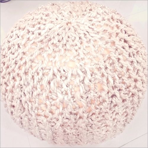 Creamy Round Jute Knitted Pouf, for Home, Outdoor, Technics : Knitied