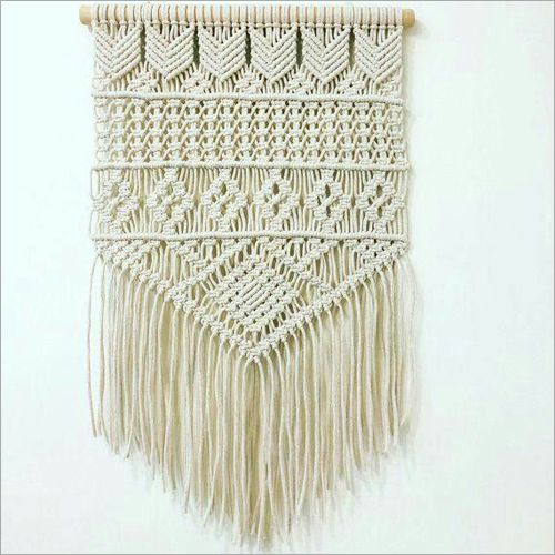 White Rectangular Jute Macrame Wall Hangings, for Decoration, Pattern : Embroidered