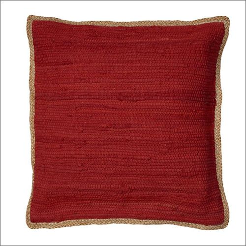 Plain Cotton Red Handwoven Cushion, Size : Standard