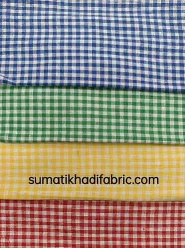 Multi Color Gingham Check Cotton Fabric, for Textile Industry, Technics : Machine Made