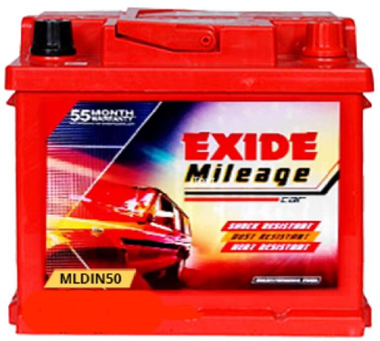 Exide Mileage MLDIN50 Car Battery, Feature : Stable Performance, Long Life