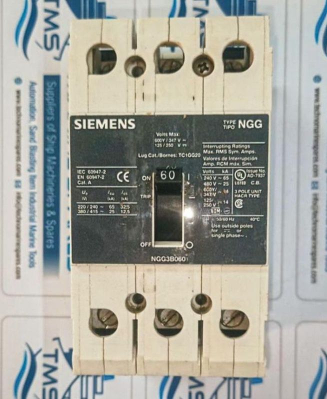 Grey Siemens NGG 3B 060 Circuit Breaker, Power Source : Electric