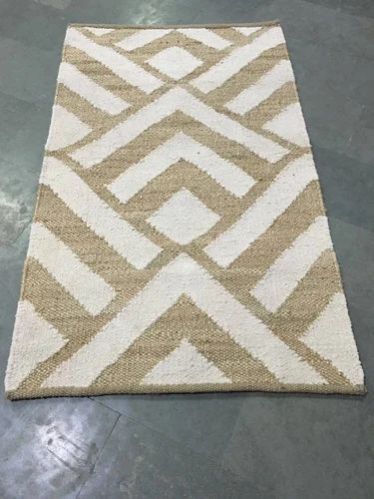 Rectangular Jute Frieze Carpet, for Bedroom, Home, Pattern : Printed