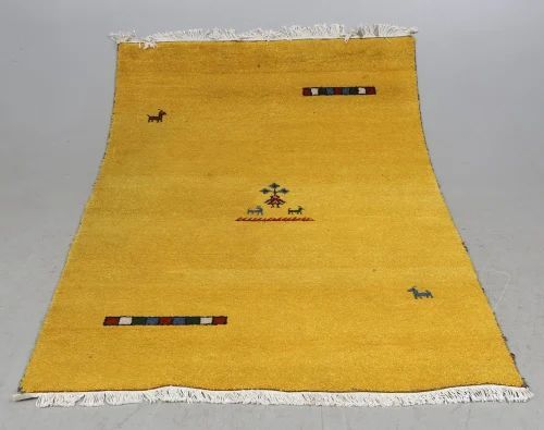 Yellow Rectangular Handloom Wool Carpet, for Bedroom, Home, Office, Size : 5x8 Feet