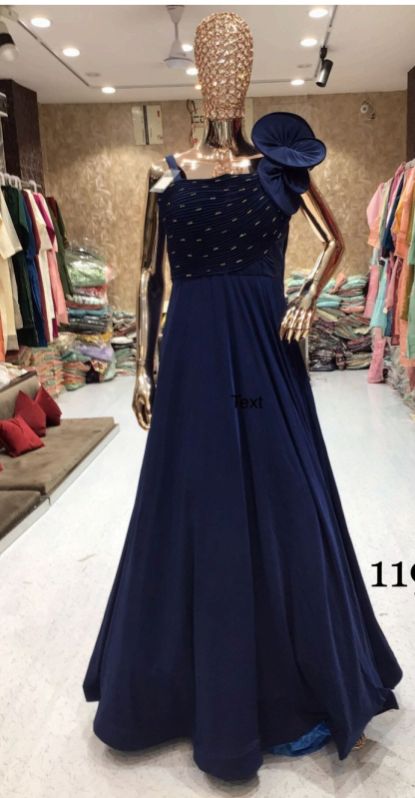 Georgette Plain printed gown, Size : FREE SIZE, FREE SIZE