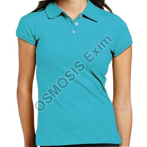 Plain Silk Ladies Collar T-Shirt, Size : Standard