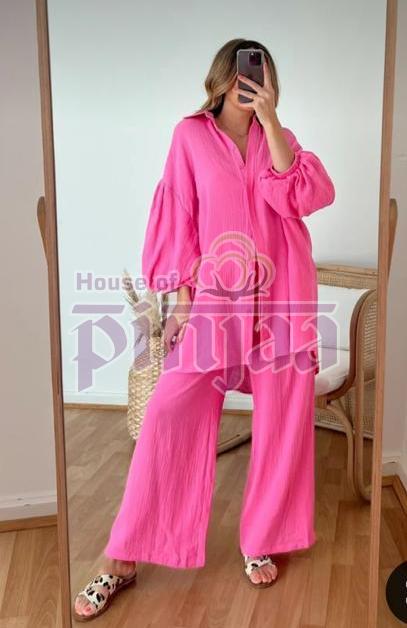 Plain Pink Women Co Ord Set, Size : XL