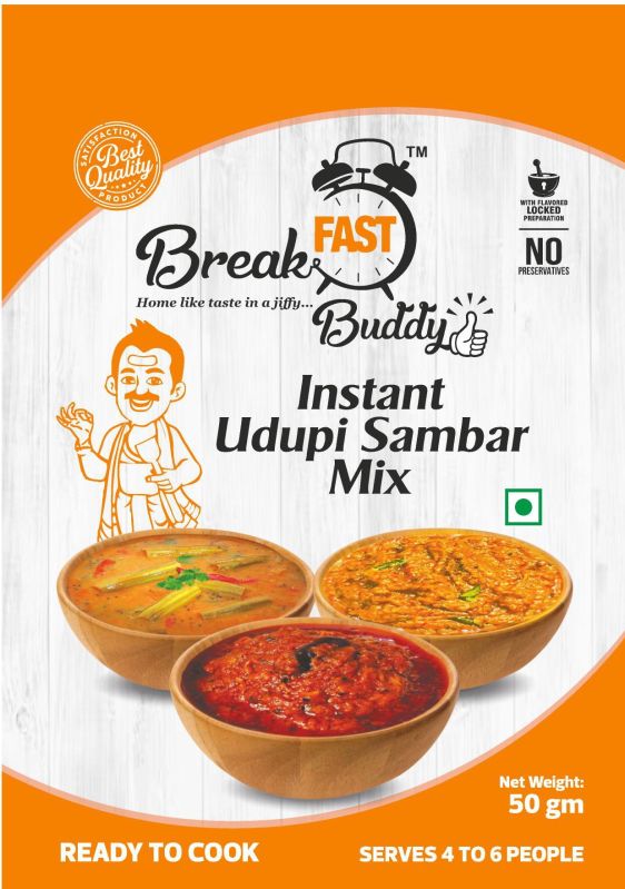 Breakfast Buddy Instant Udupi Sambar Mix, Packaging Type : Plastic Pouch